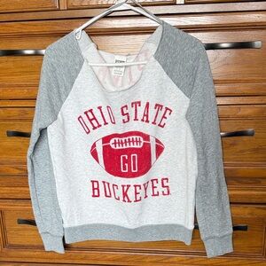 PINK Victoria's Secret Gray and Red Ohio State open neck sweatshirt
